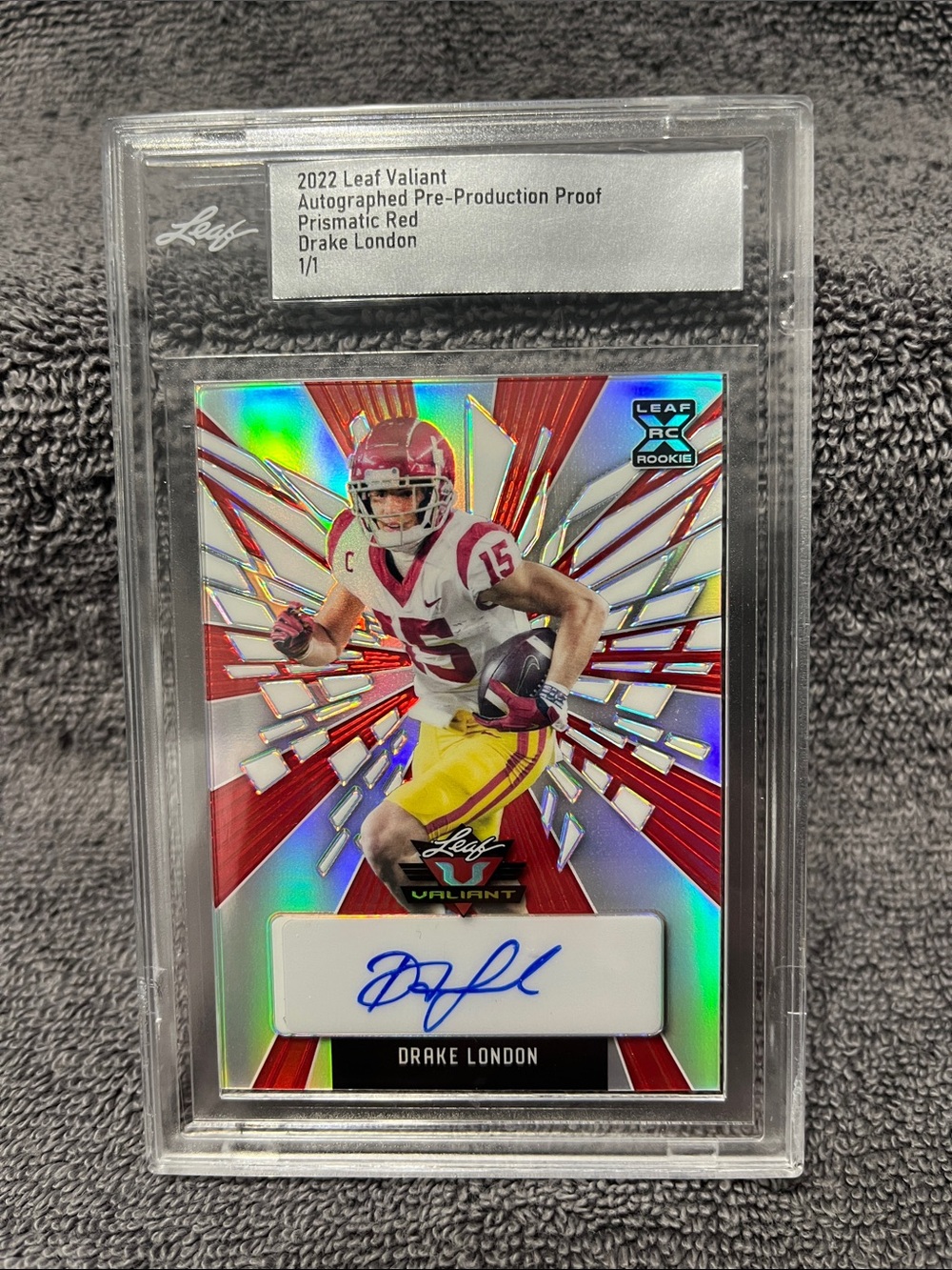 2022 Leaf Valiant Pre-Production Proof Prismatic Red Drake London 1/1 Autograph